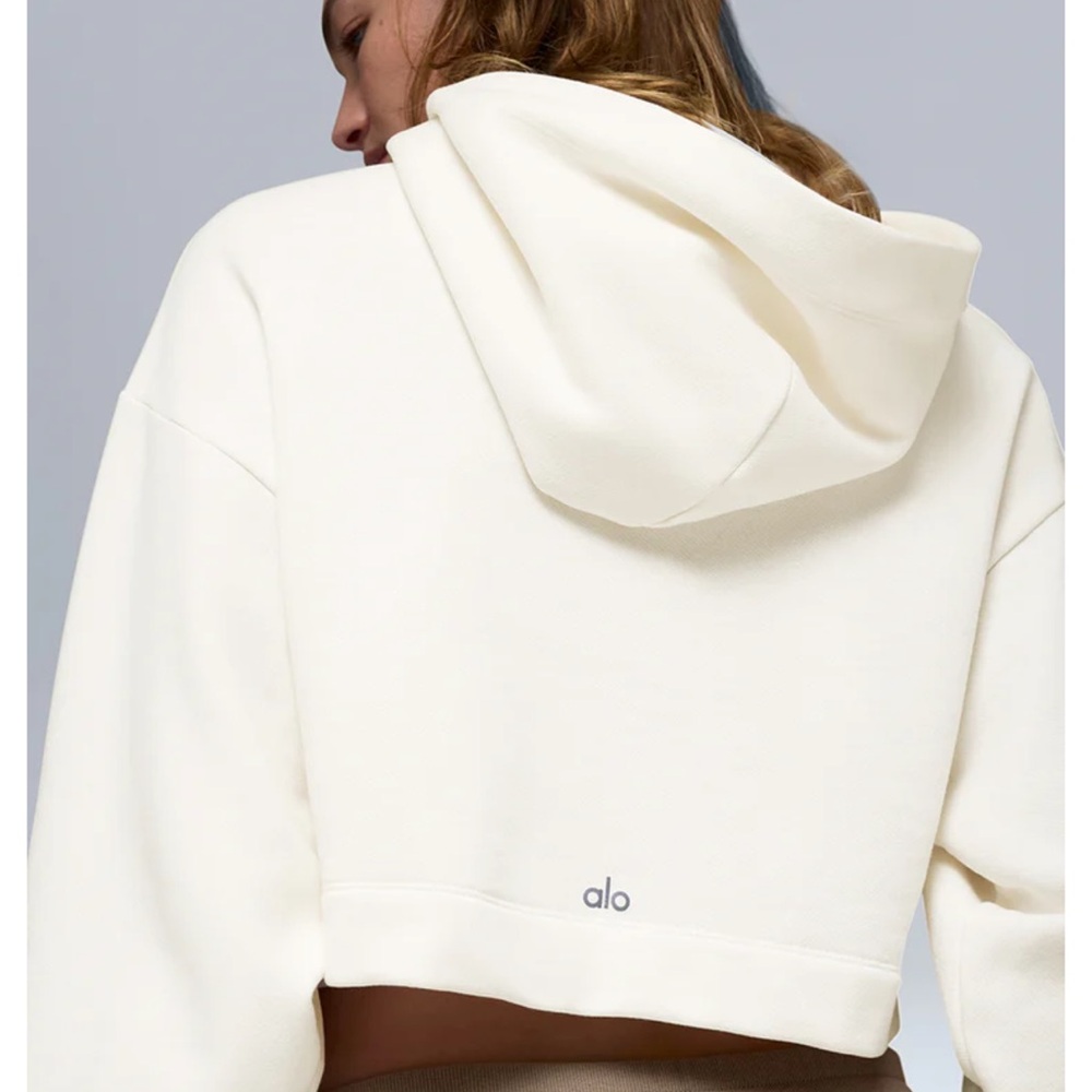 ALO Yoga Women's Off-White Cropped Hoodie